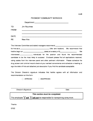New Hire Recommendation Form