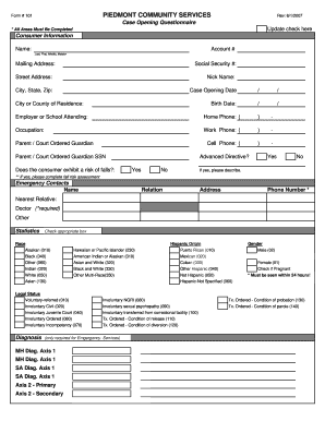 Case Opening Questionnaire