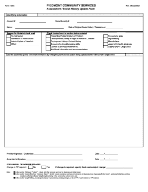 Assessment Social History Update Form