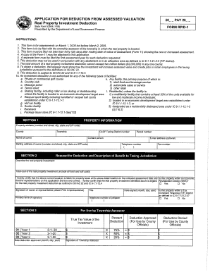 Indiana Real Property Investment Deduction Form