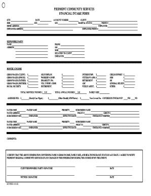 Piedmont Community Services Financial Intake Form