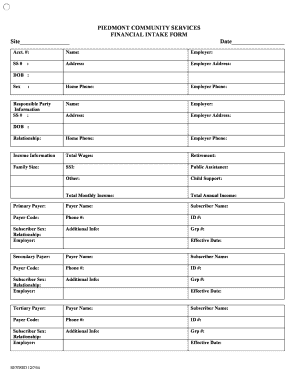 Financial Intake Form