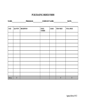 Purchasing Order Form