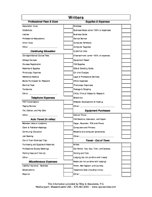 Writer Expense Report