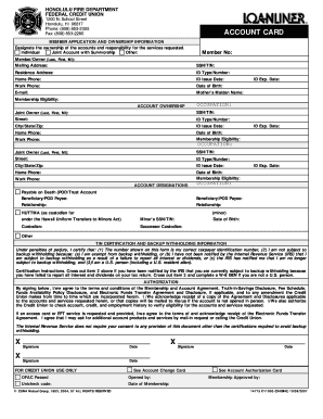 Credit Union Account Application Form
