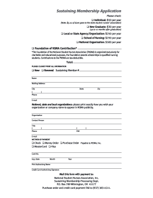 Sustaining Membership Application