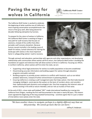 California Wolf Recovery Donation Form