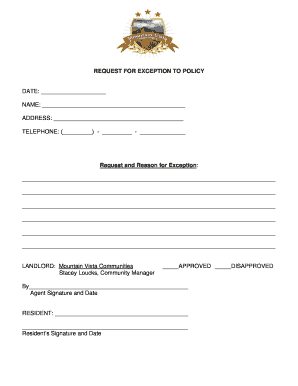 Request for Exception to Policy