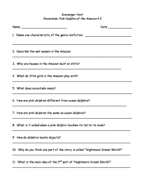Encantado Pink Dolphin Amazon Worksheet
