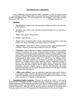 Confidentiality Agreement for Delaware Basin Express