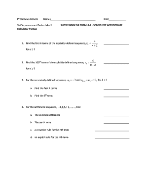 Precalculus Honors Sequences and Series Lab