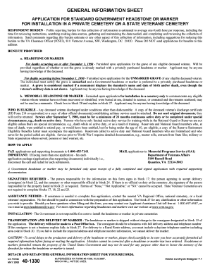 US Government Headstone Application