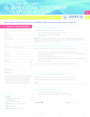 Super SA Spouse Account Application Form