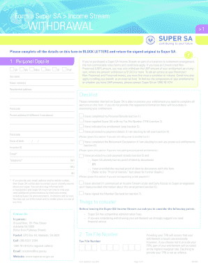 Super SA Income Stream Withdrawal Form