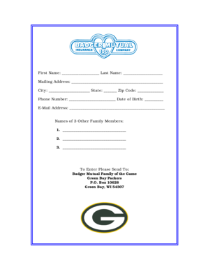 Badger Mutual Family of the Game Application Form