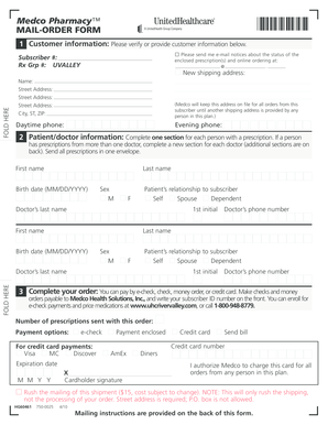 Medco Pharmacy Mail-Order Form