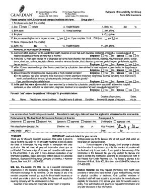 Evidence of Insurability for Group Term Life Insurance