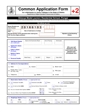 Odisha Junior College Admission Form