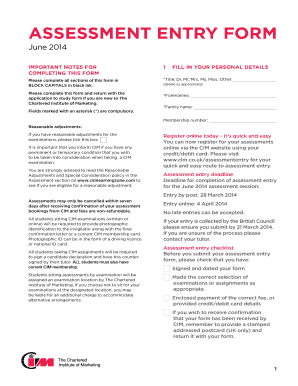 Assessment Entry Form