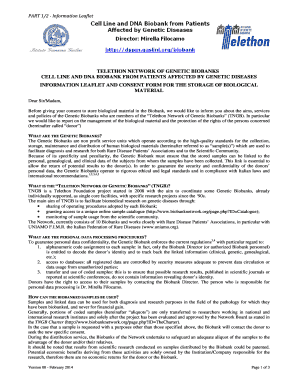 Telethon Network Genetic Biobanks Consent Form
