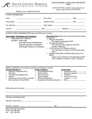 Sleep Disorders Laboratory Requisition Form