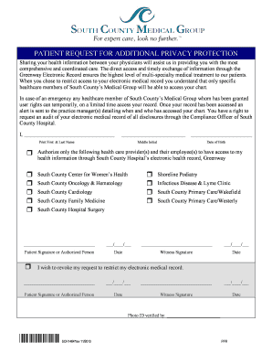 Patient Request for Additional Privacy Protection