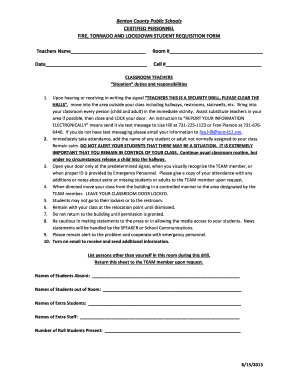 Benton County Fire Tornado Lockdown Student Requisition Form