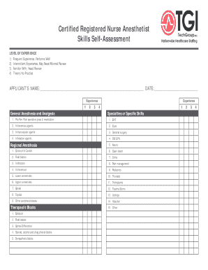 Certified Registered Nurse Anesthetist Skills Self-Assessment