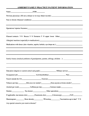 Amherst Family Practice Patient Information Form