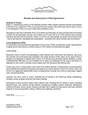 Release and Assumption of Risk Agreement