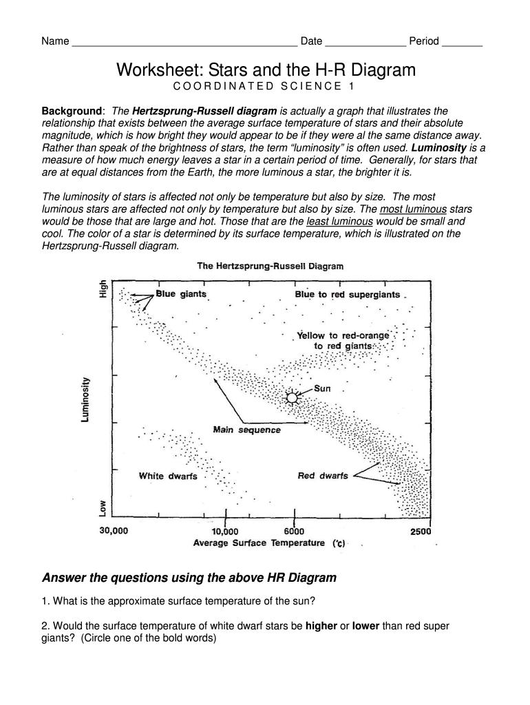 hr diagram worksheet answers Preview on Page 1.