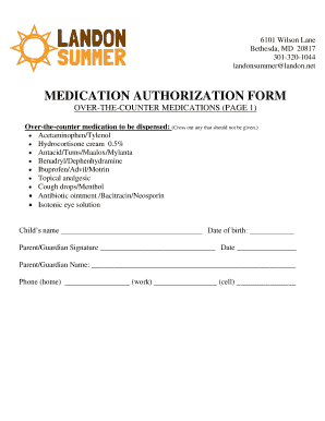 Medication Authorization Form