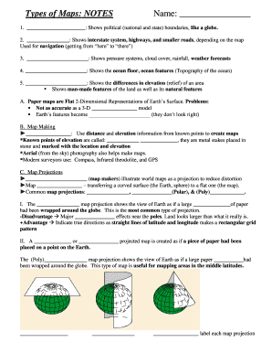 Types of Maps Worksheet