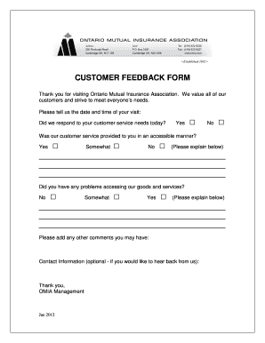 Customer Feedback Form