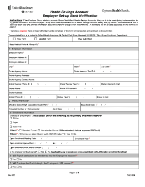 Health Savings Account Employer Setup Form
