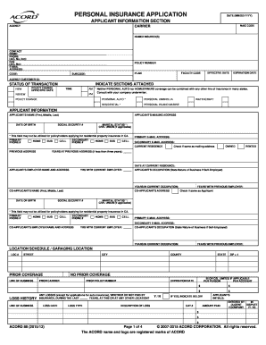 Personal Insurance Application Form
