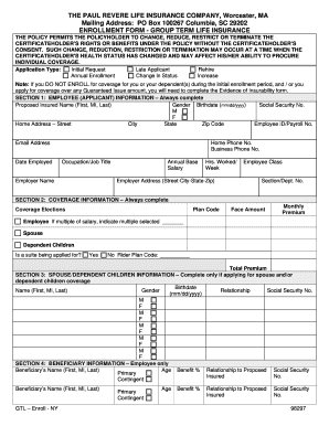 Group Term Life Insurance Enrollment Form