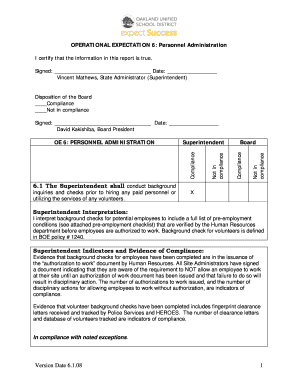 Personnel Administration Compliance Report