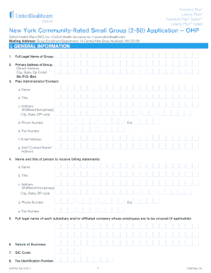 New York Small Group Health Insurance Application