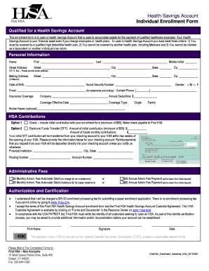 Health Savings Account Individual Enrollment Form