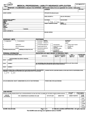 Medical Professional Liability Insurance Application