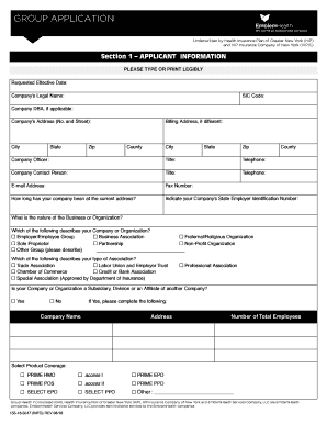 EmblemHealth Group Application Form