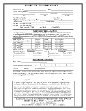 Request for Civilian PCS Advance