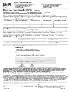 Electronic Fund Transfer Authorization Form