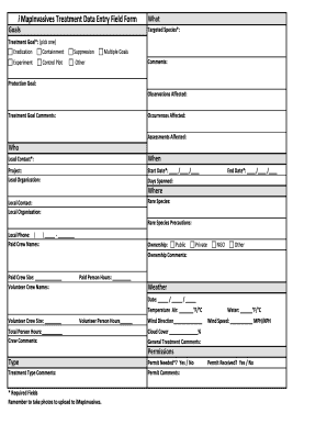 Invasive Species Treatment Data Entry Form
