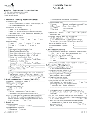 Individual Disability Income Insurance Application