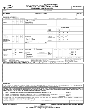 Tennessee Commercial Auto Insurance Application