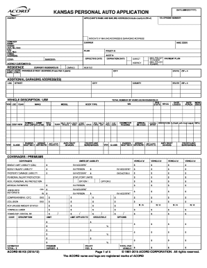 Kansas Personal Auto Insurance Application
