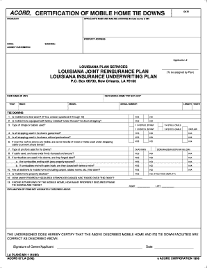 Louisiana Mobile Home Tie Down Certification