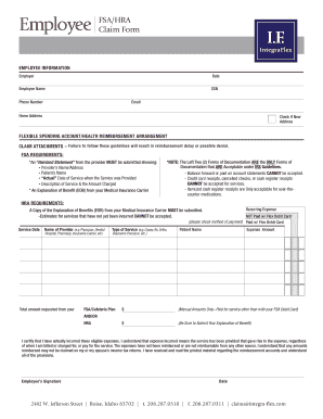 Employee FSA/HRA Claim Form